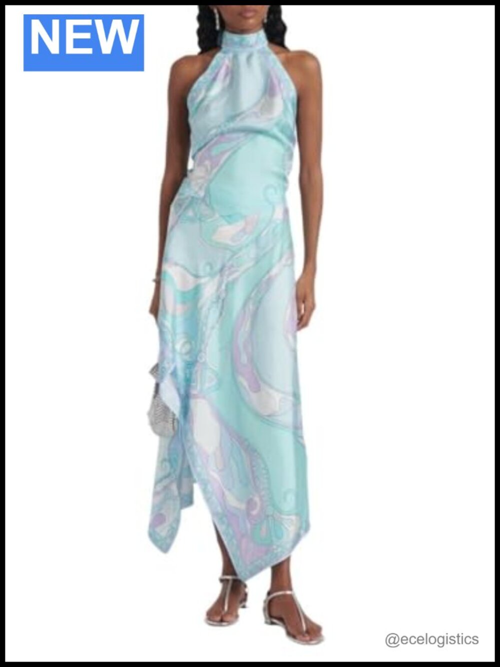 Wuitrie Women's Two Piece Satin Skirt Set, Backless Top & Midi Skirt, Abstract